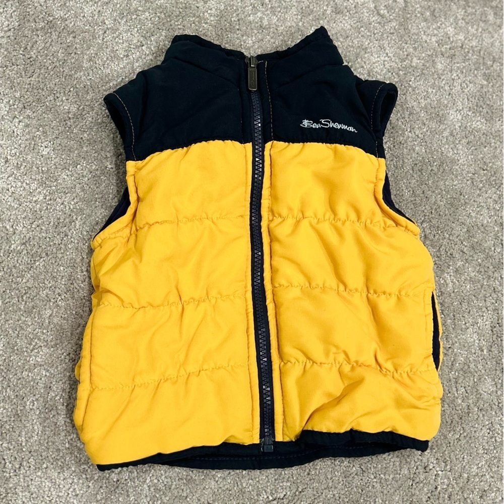 Ben Sherman Yellow and Black Quilted Vest - 2T
